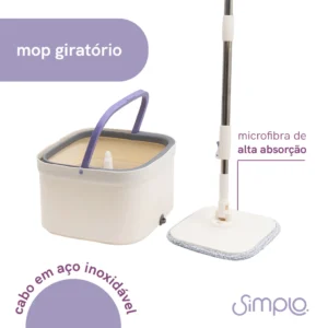 Mop giratorio duas aguas com balde e esfregão - Simplo