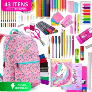 Kit Material Escolar Feminino Completo Volta As Aulas 2025 Menina Com / Sem Mochilas Unicórnio Feminina Colorida