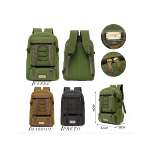 Mochila Bolsa Lona Masculina Grande Reforçada 35L Qualidad Resistênte Unissex