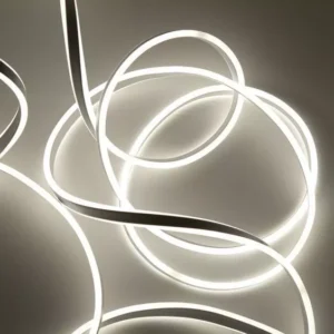 Fita De Led Neon Branco Frio Com 5 Metros 12V Bivolt Flexivel Resistente A Agua Com Ou Sem Fonte