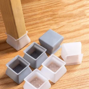 Kit 8 Protetor Silicone Tampa Pé De Mesa Cadeira Anti Risco Cinza Branco